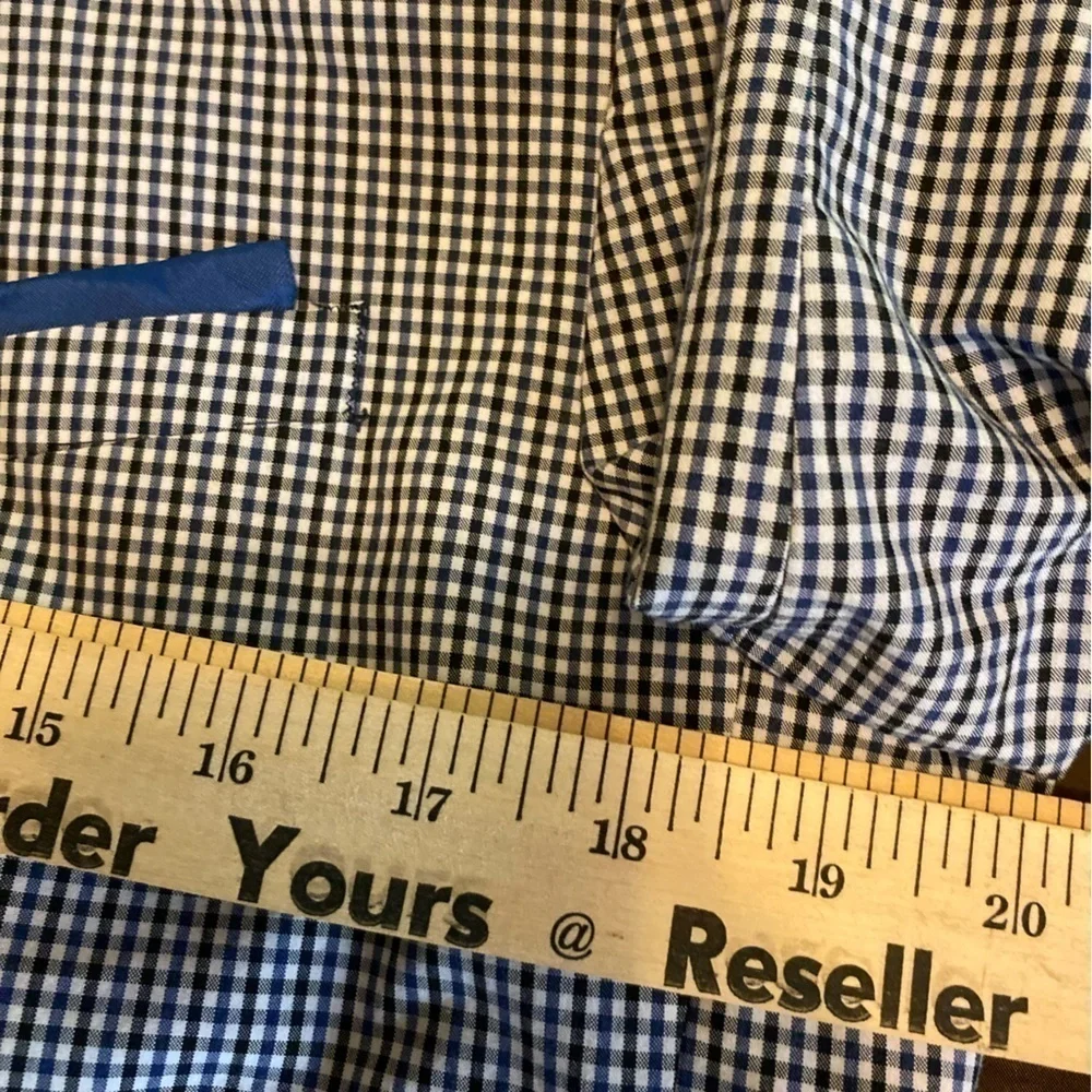Zara tailored Fit Men’s Checkered Bleu&White Blazer Size 42 with elbow Patches